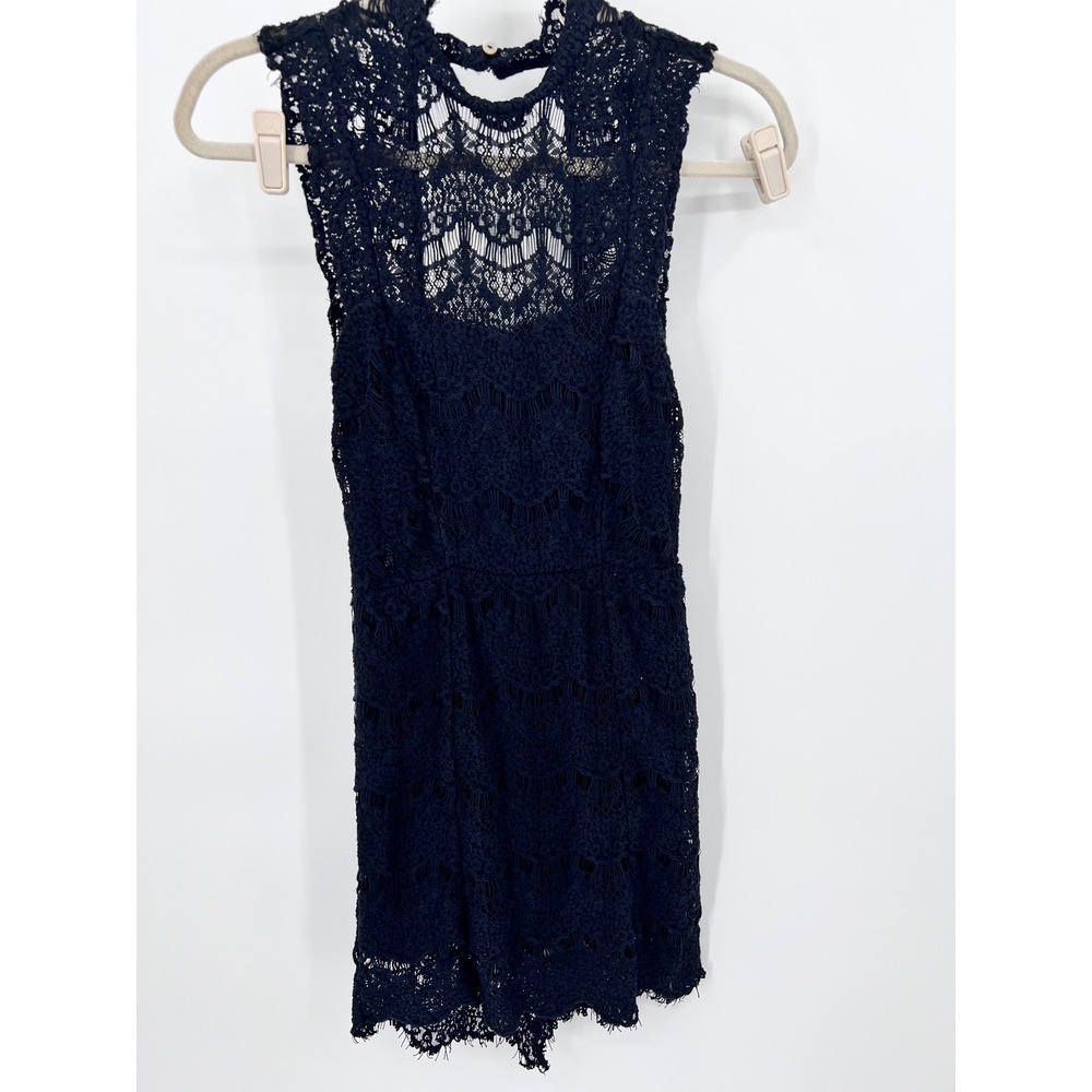 Intimately Free People Black Lace Open Back Dress Mock Neck XS